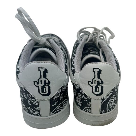 John Geiger GF-01 Lows Black and White Paisley Sneakers Size 13 - Picture 4 of 9